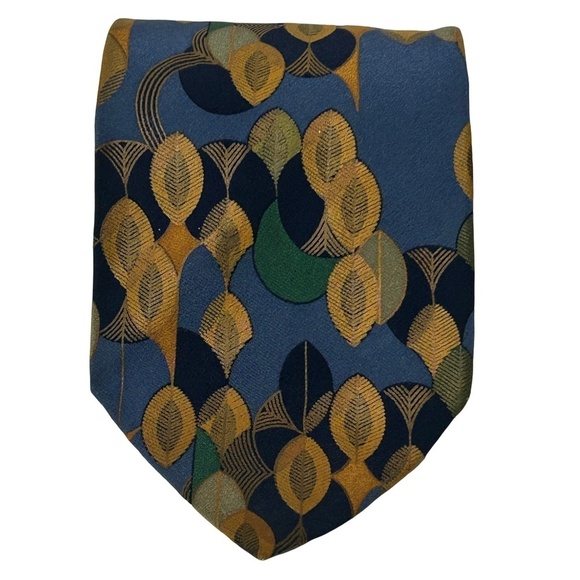 Frank Lloyd Wright Classic Necktie Tie Ferns Silk Branded and Embossed Italy Y2K - Picture 4 of 12